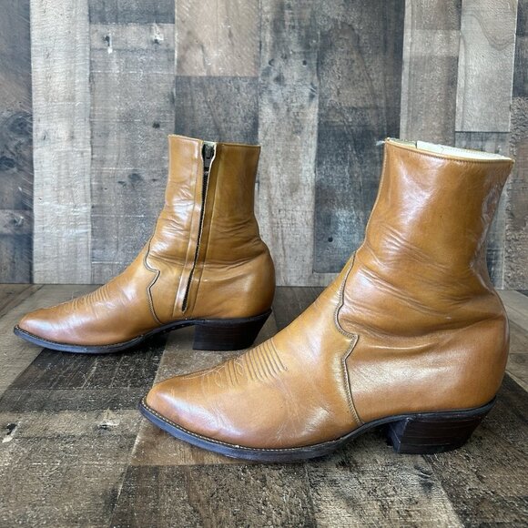Tony Lama Vintage Gold Label Ankle Side Zip Western Cowboy Boots Mens 9 EE - Picture 12 of 12